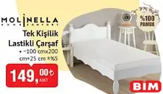MOLİNELLA TEK KİŞİLİK LASTİKLİ ÇARŞAF 100 CMX200 CM